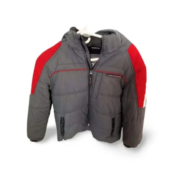 Protection System Hooded Gray/Red Jacket Performance Outerwear Boys Size 10-12 - Picture 4 of 13